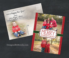 Holiday Christmas Card with 2 Pictures - Unique Double Sided Postcard – Designed By Brenda