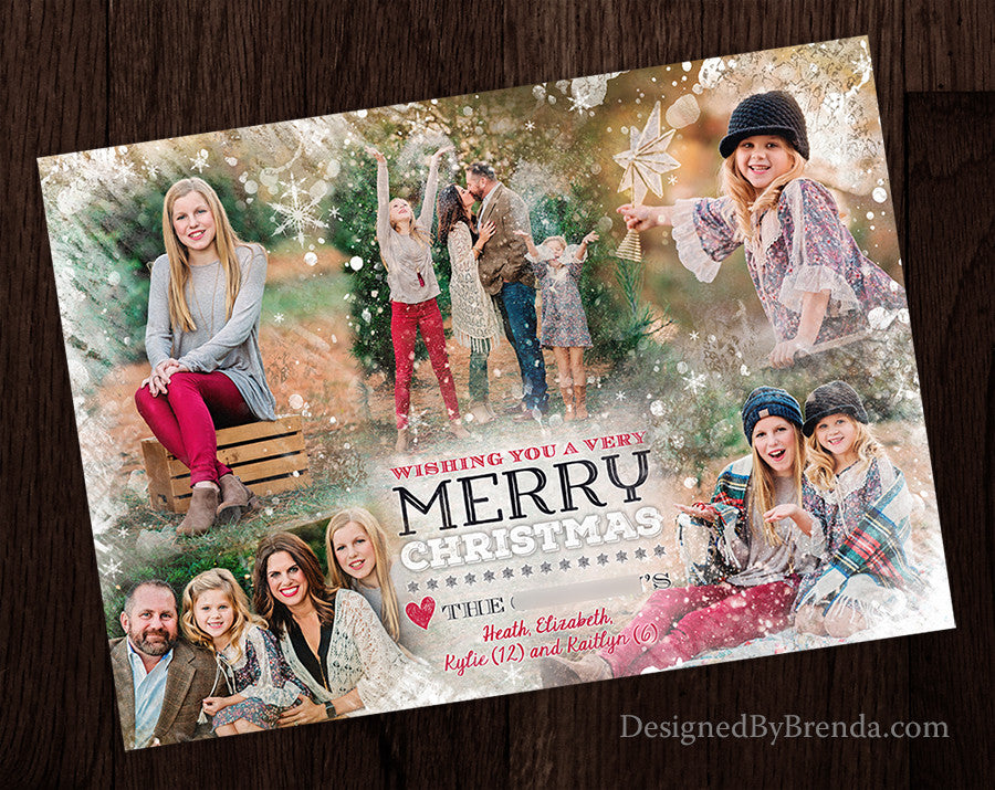 Unique Custom Blended Photo Collage Holiday Cards with Christmas