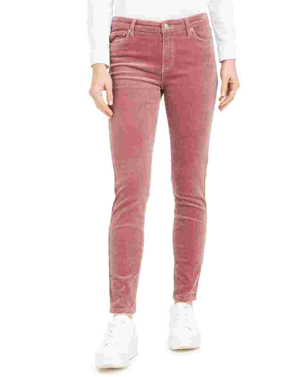 OAT Women's High-Rise Blush Skinny Corduroy Pants Pink Size 25