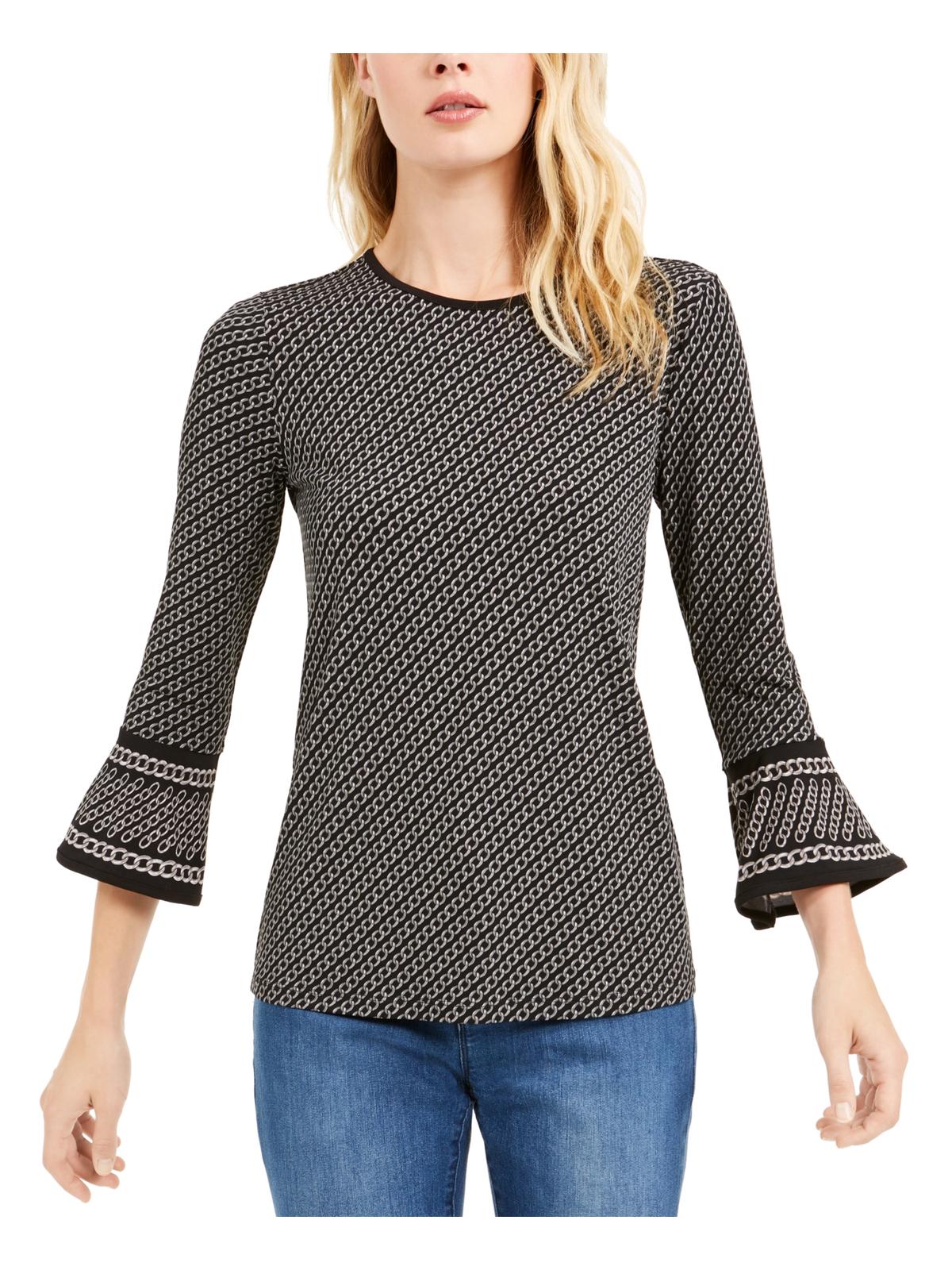 Michael Kors Women's Printed Bell Sleeve Top Black Size XS – Steals