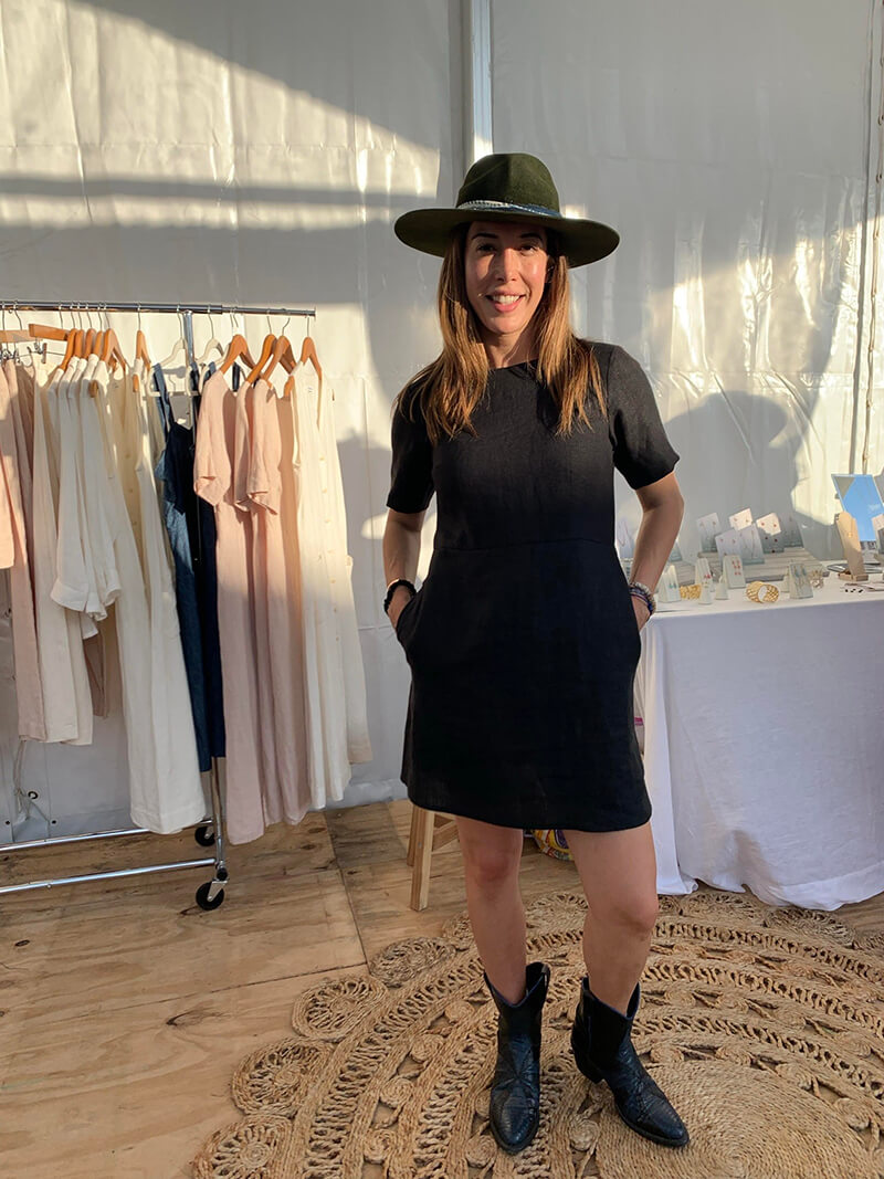 Together Segal Customer at Round Rock antique show wearing Petite Claire Mini Dress