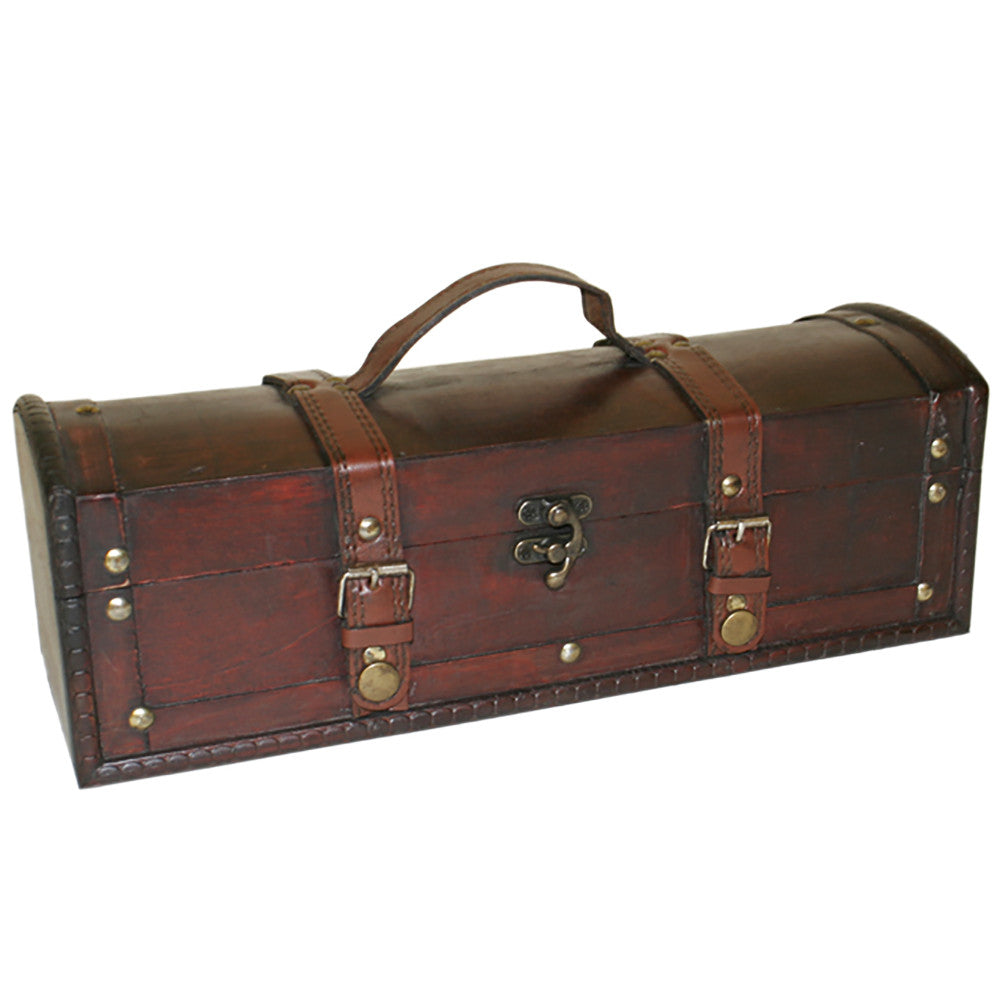 Vintage Treasure Chest / Steamer Trunk Style Wine Holder