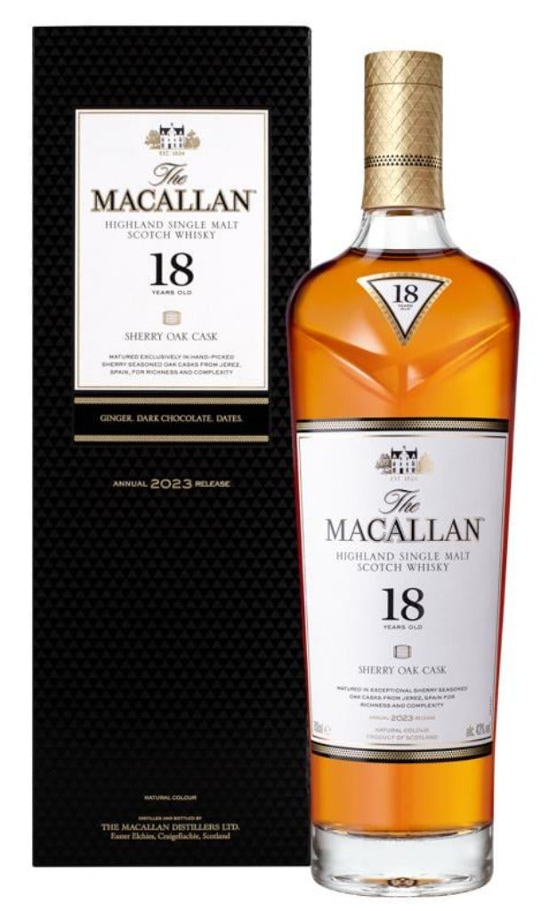 Macallan 18 Year Old Sherry Oak 2023 Release Single Malt Scotch Whisky - 70cl 43%