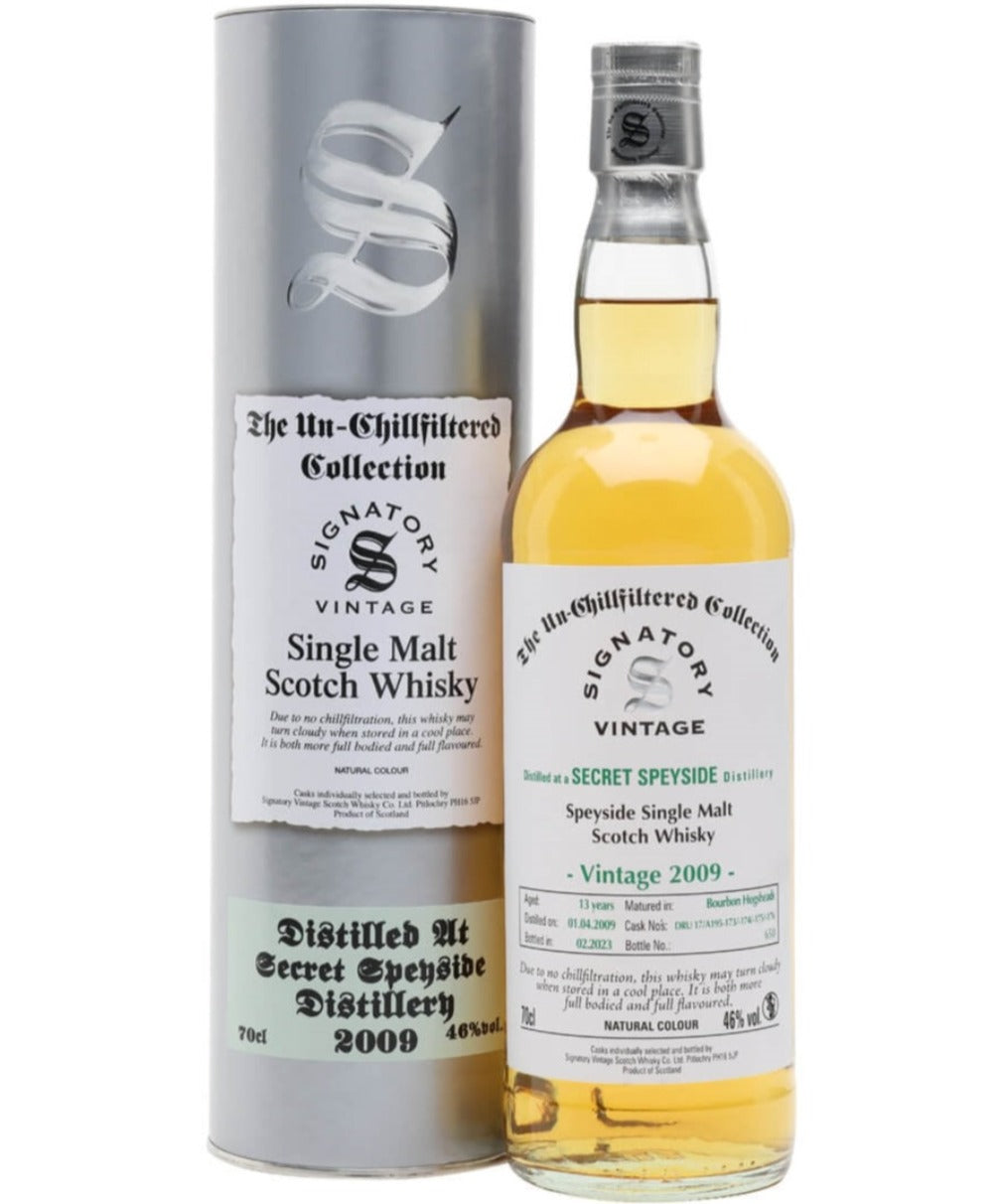 Secret Speyside 13 Year Old 2009 Signatory Unchillfiltered Collection Single Malt Scotch Whisky - 70cl 46%