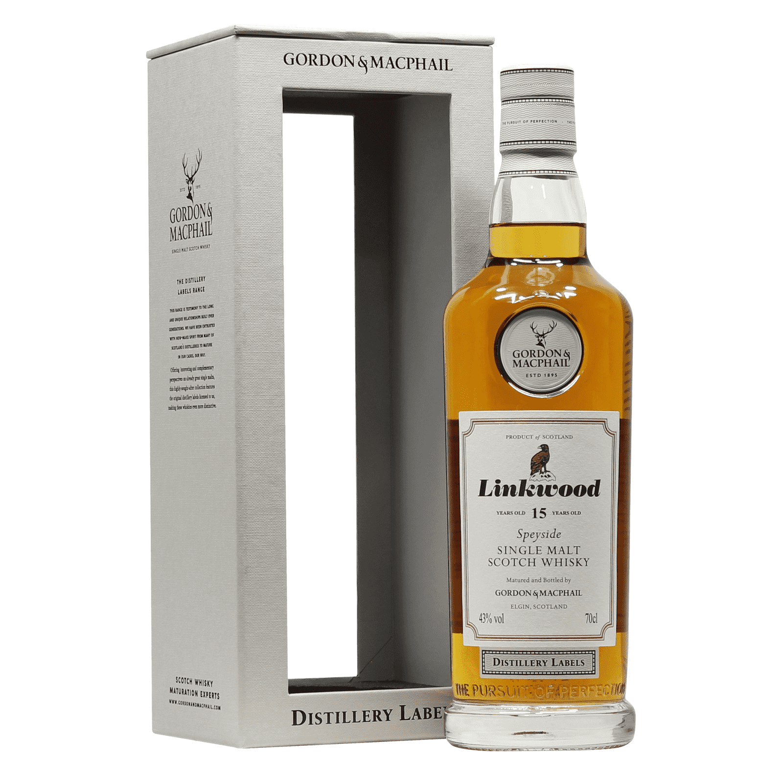 Linkwood 15 Year Old Single Malt Scotch Whisky G&M Distillery label - 70cl 43%