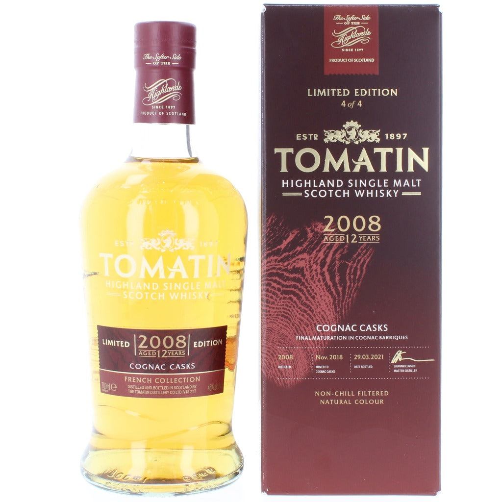 Tomatin 12 Year Old 2008 Cognac Cask Finish French Collection Single Malt Scotch Whisky - 70cl 46%