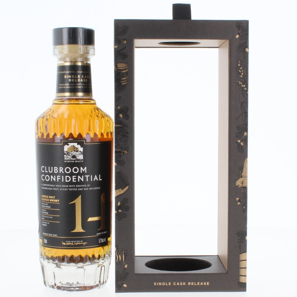 Glen Moray 14 Year Old Clubroom Confidential Wemyss Single Malt Scotch Whisky - 70cl 57.2%