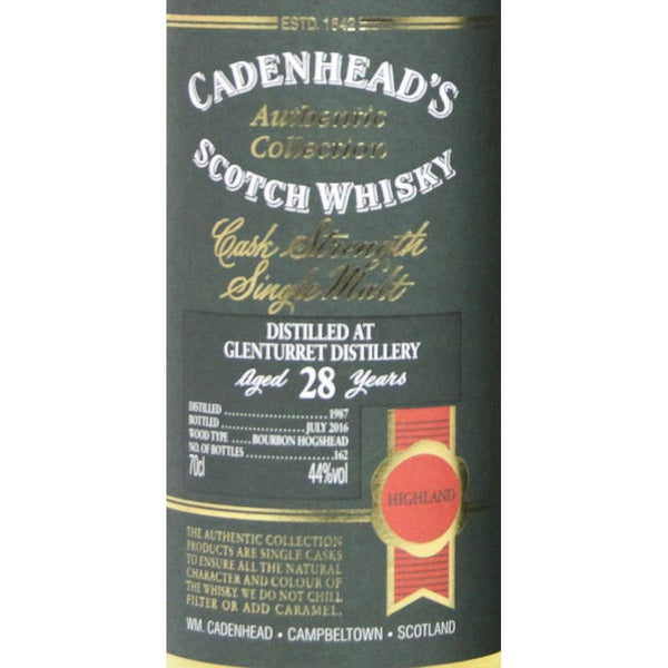 Glenturret 28 Year Old Single Malt - 1987 Cadenheads - 70CL 44% 1