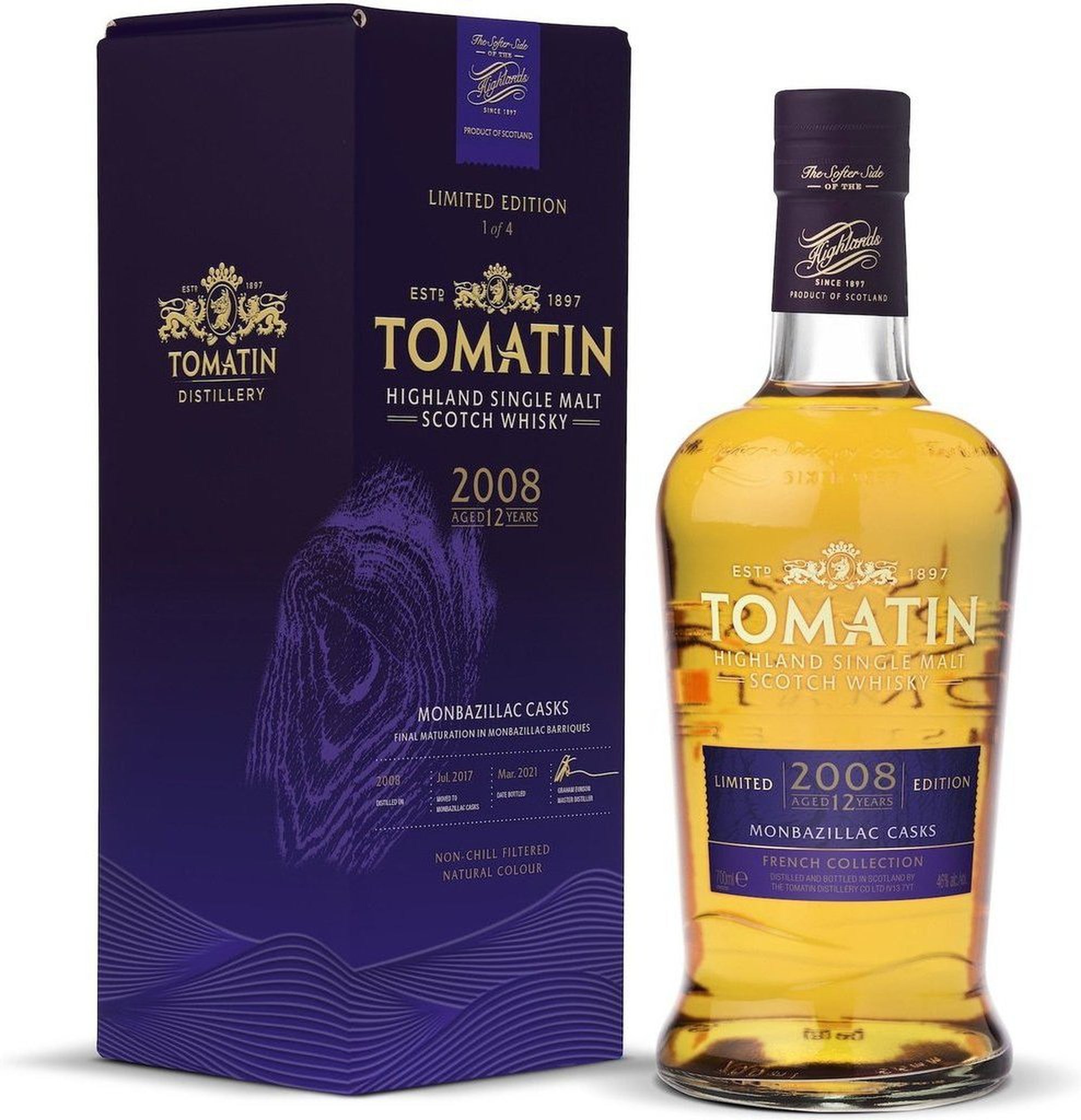 Tomatin 12 Year Old 2008 Monbazillac Cask Single Malt Scotch Whisky - 70cl 46%