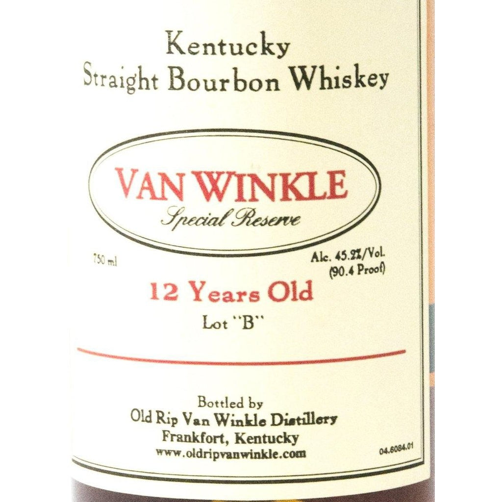 Old Rip van Winkle Van Winkle Special Reserve  "Lot B" 12 Year Old Bourbon Whiskey