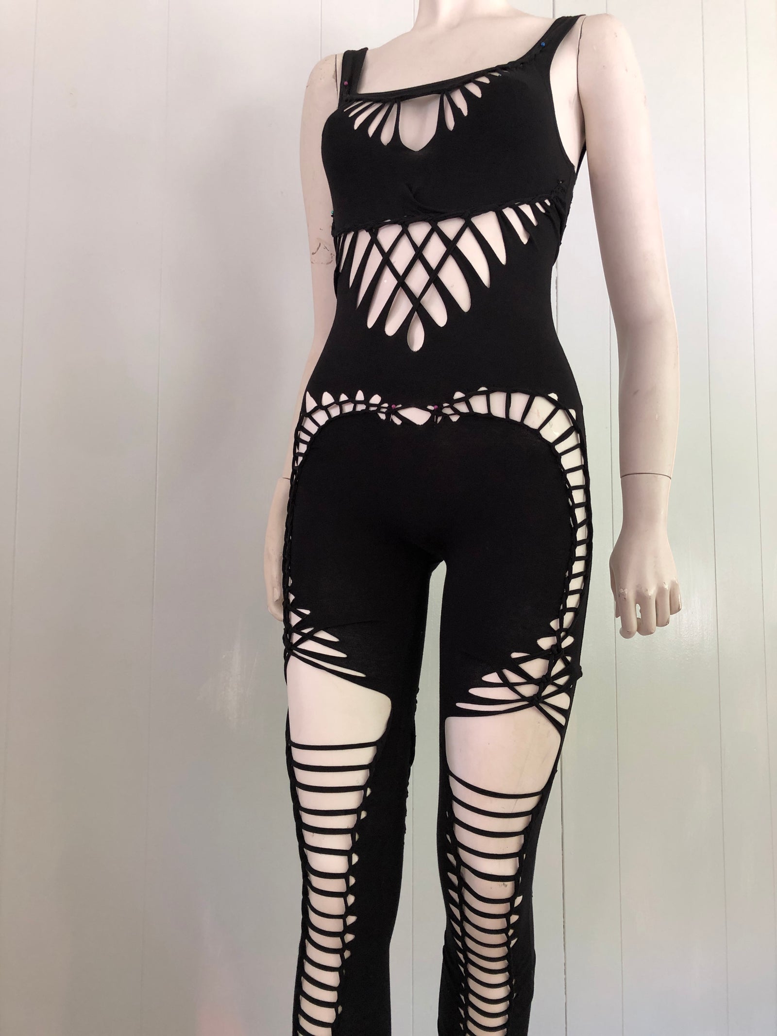 Electric Slit Weave Bodysuit / Festival / Braided / Yoga /dance 