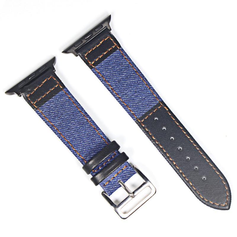 Leather Jeans Hybrid Watch Band for Apple Watch.