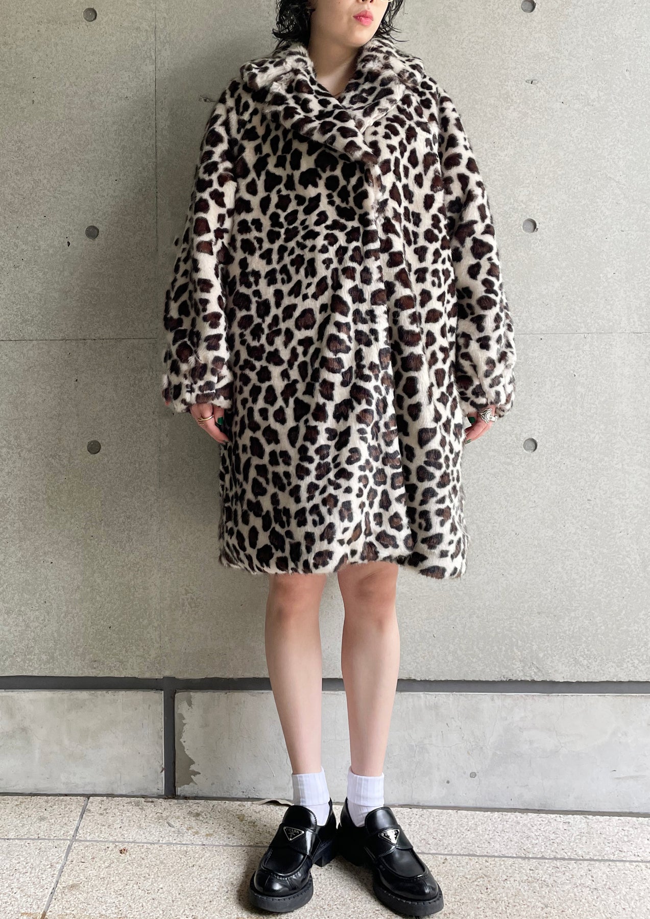 即出荷 OSHIMA REI LEOPARD FUR ALINE CT comunidadaledar.org