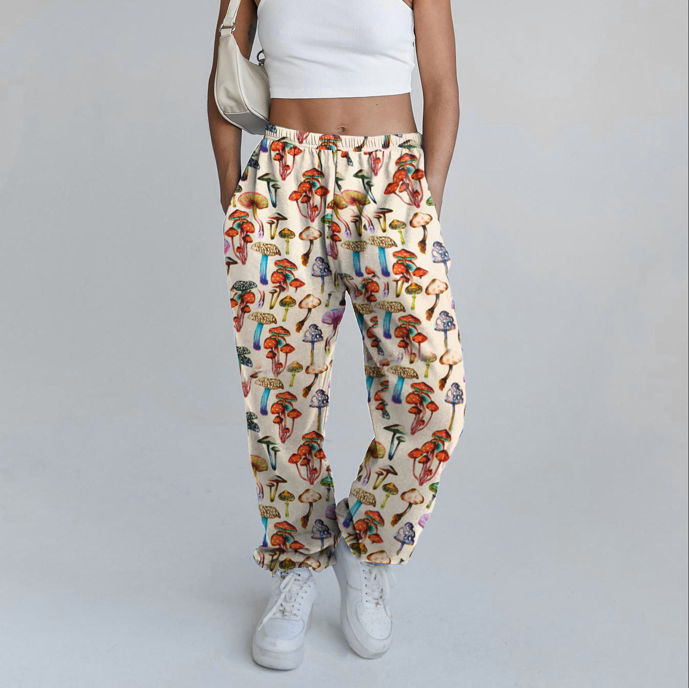 Mushroom print casual loose street style pants – Amandee