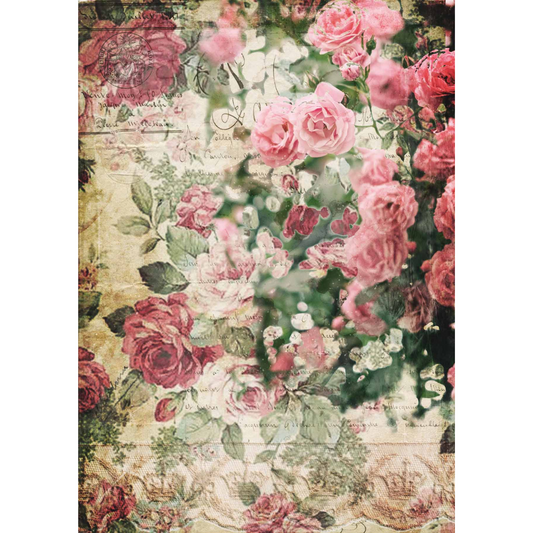 Misty Pink White Roses Bouquet Decoupage Rice Paper