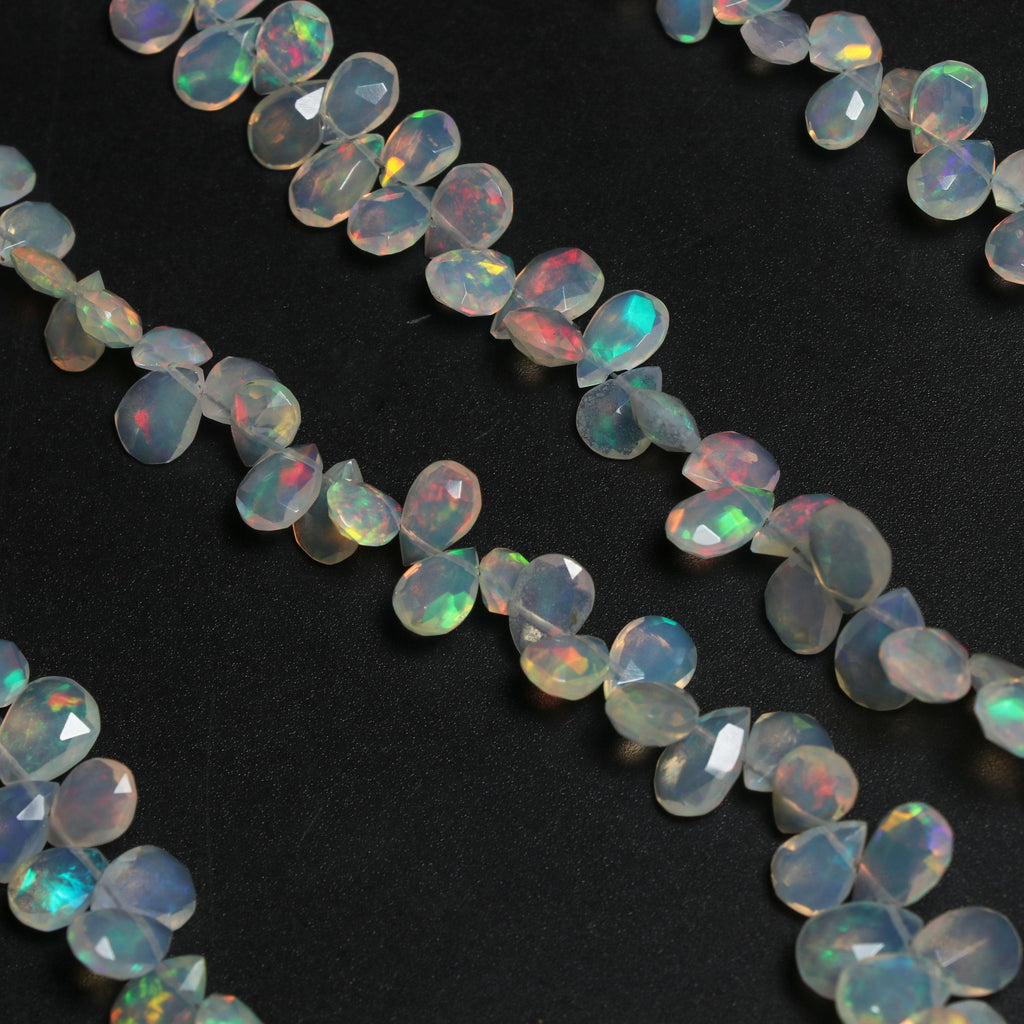 Natural Ethiopian Opal Faceted Pear Beads | 4x6 mm to 7x10 mm | 8 Inches/ 16 Inches Full Strand | Price Per Strand - National Facets, Gemstone Manufacturer, Natural Gemstones, Gemstone Beads