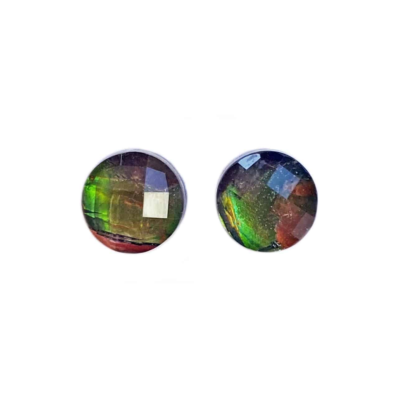 Ammolite Round Faceted Stones 8mm - 1 pair - starborn.eu product image