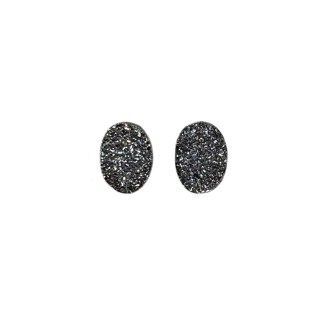 Drusy Black Oval Cabochons 10mm - 1 pair - starborn.eu product image