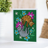 Fable & Sage - Floral Cats Thinking Of You Friendship Greeting Card