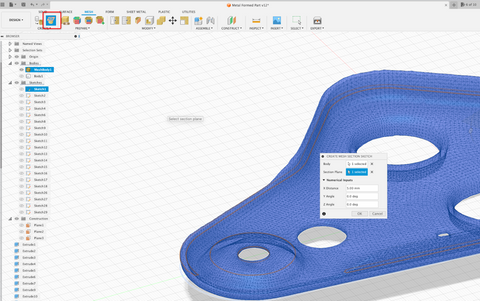 Creating a mesh section to make a dome in Fusion 360