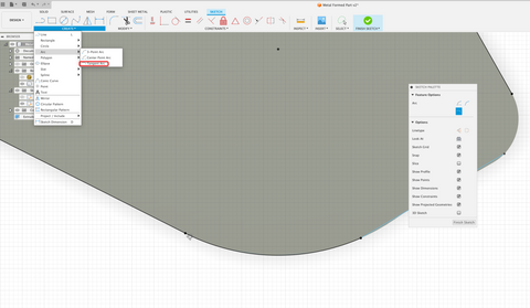 Using the Arc Tool to create curved sketches