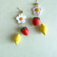 Strawberry, Lemon, and Flower Dangle Earrings
