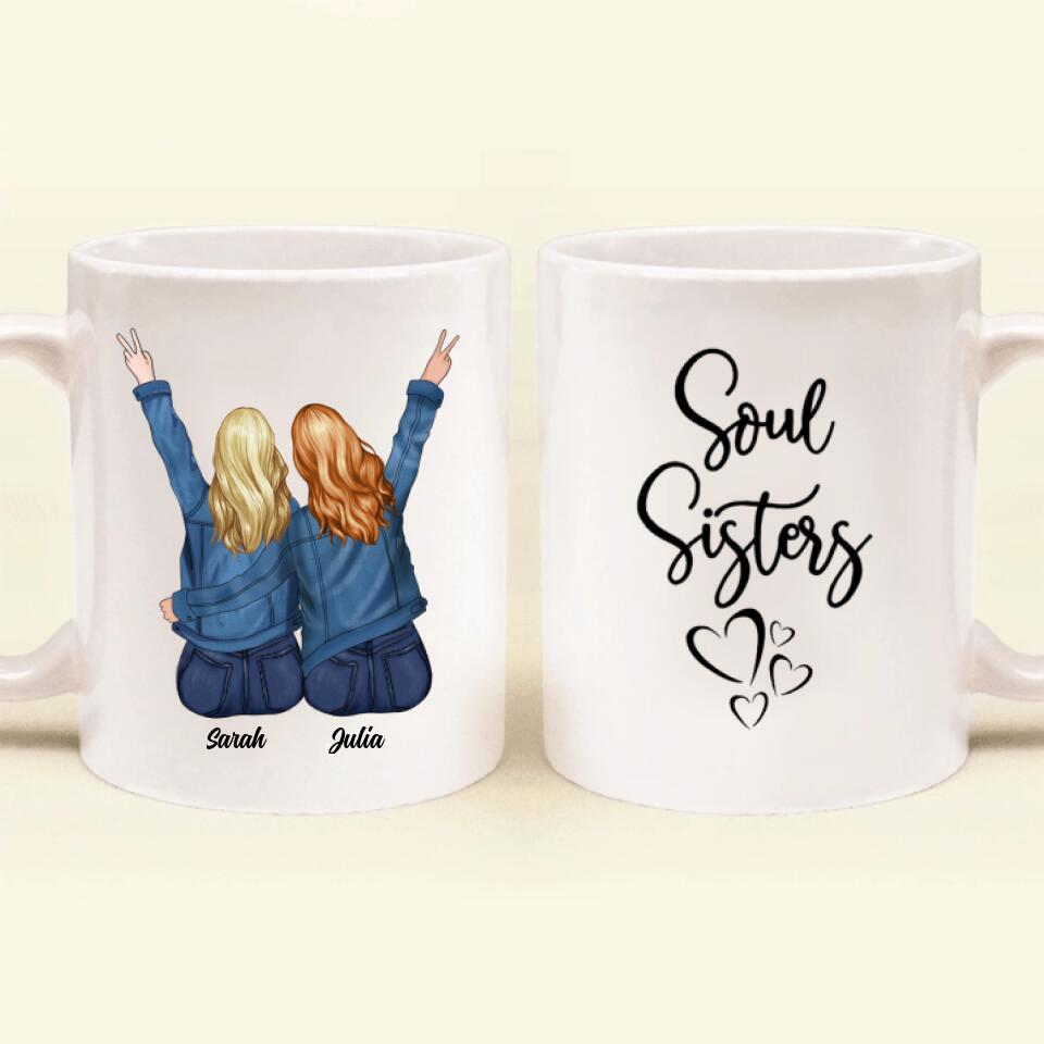 Personalized Best Friend Gifts Coffee Mug - 2 Besties Mug - Soul Sister - QLUG58