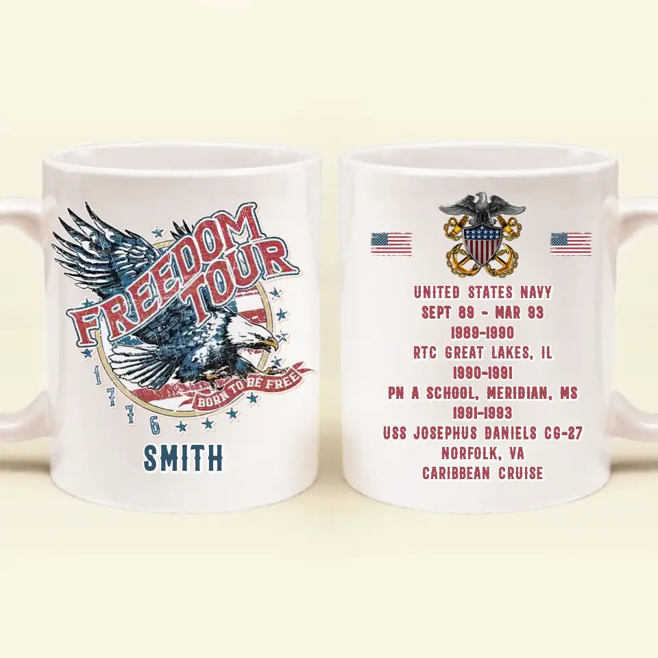 Custom Personalized Veteran Coffee Mug - Gift Idea For Veteran/ Independence Day - Freedom Your Born To Be Free