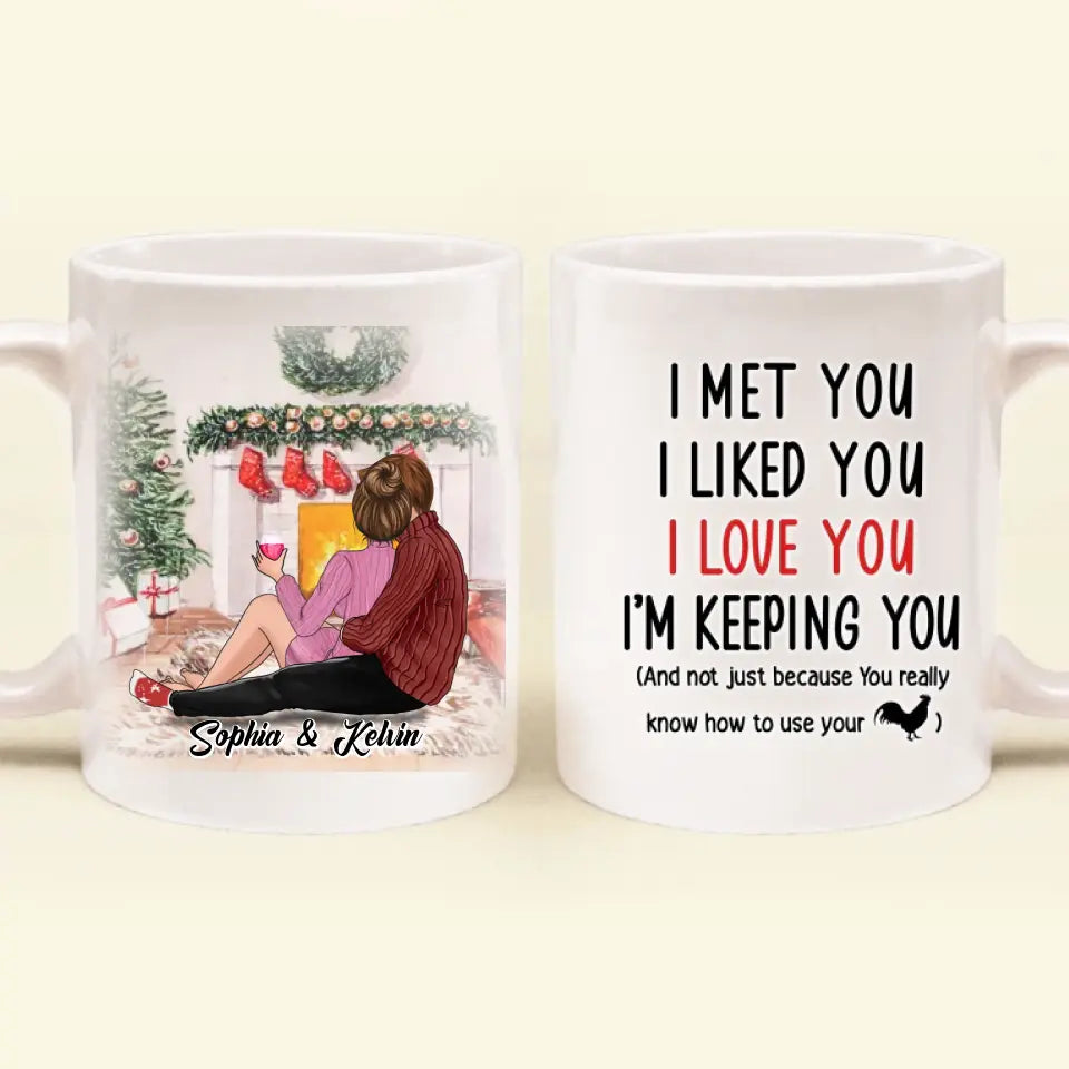 Custom Personalized Couple Hugging Coffee Mug - Gift Idea For Couple - I Met You I Liked You I Love You