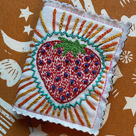 strawberry needle book embroidery project