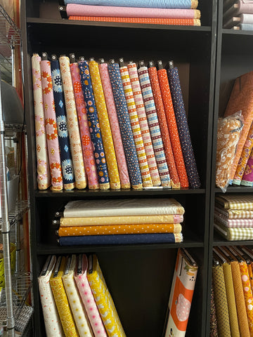 lil fabric on the shelves