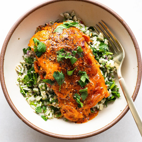 Spicy Salmon rice bowl recipe