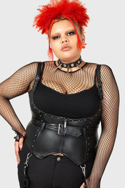 Killstar Rita Rite Goth Velvet Burnout Strappy Laced Corset Top