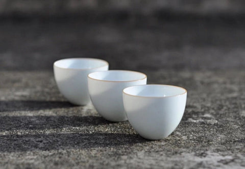 Chicken egg porcelain tea cups from Jingdezhen.