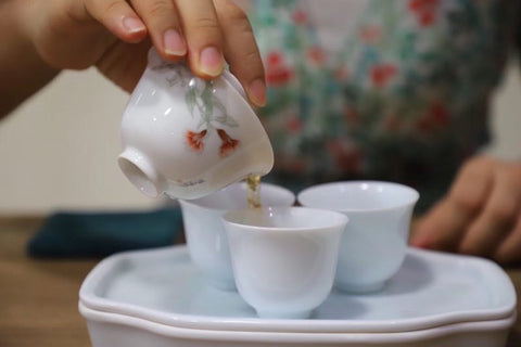 Tea in porcelain tea set