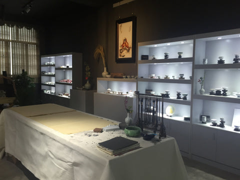 Lee Shanming's Ruyao display room inside his studio in Jingdezhen.