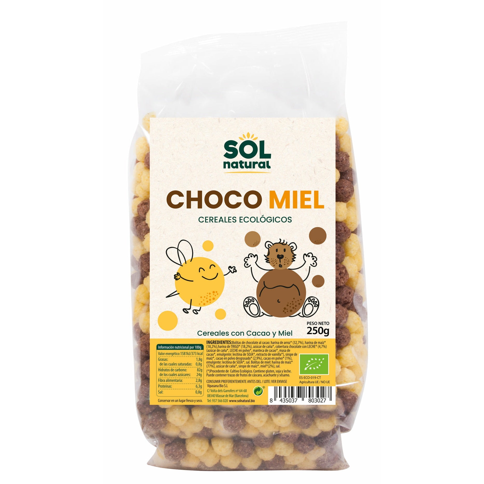 Cereales Bolitas Choco Miel Bio - Sol Natural - Dietetica Ferrer