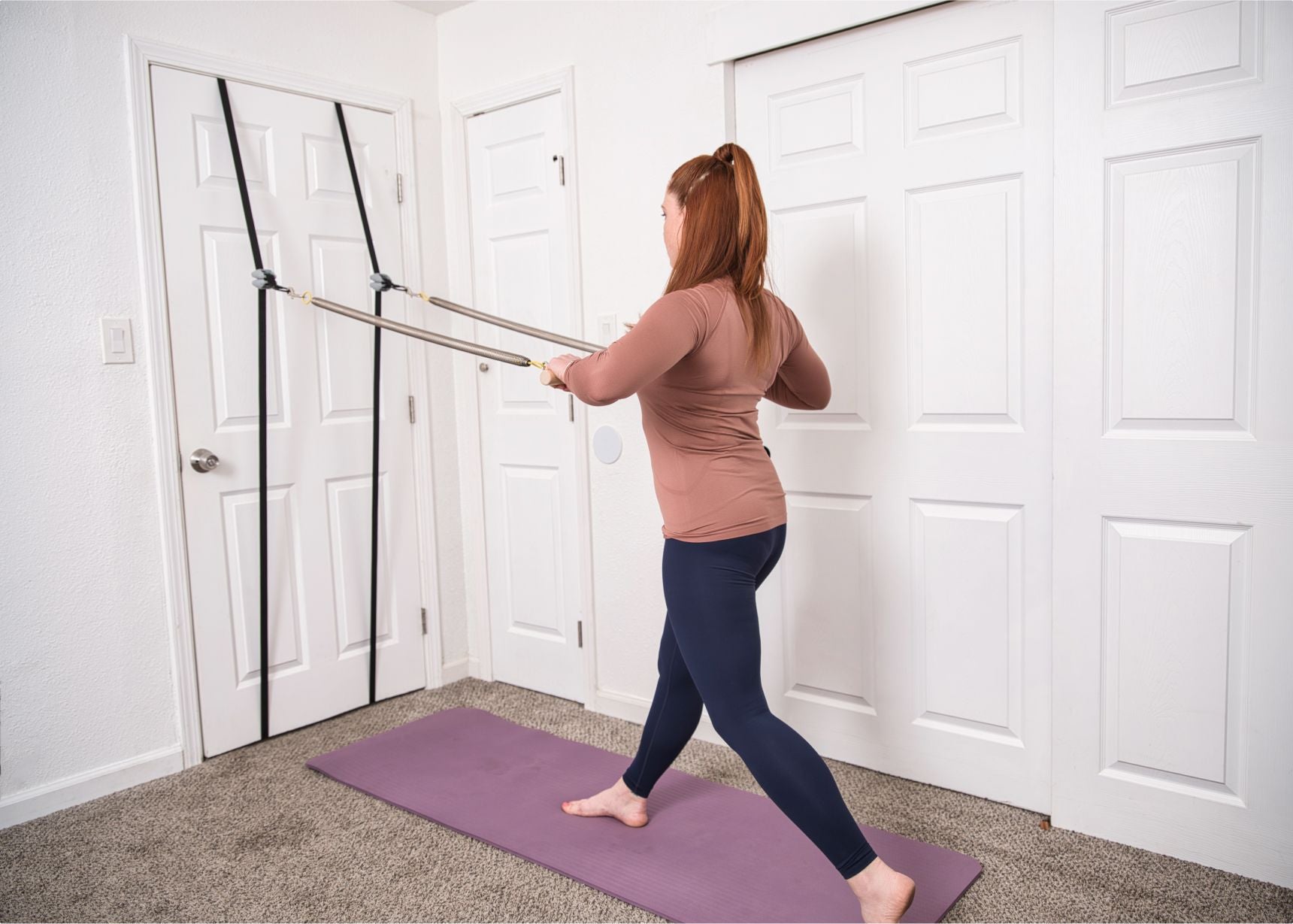 Woman using Tower on the Go in a bedroom