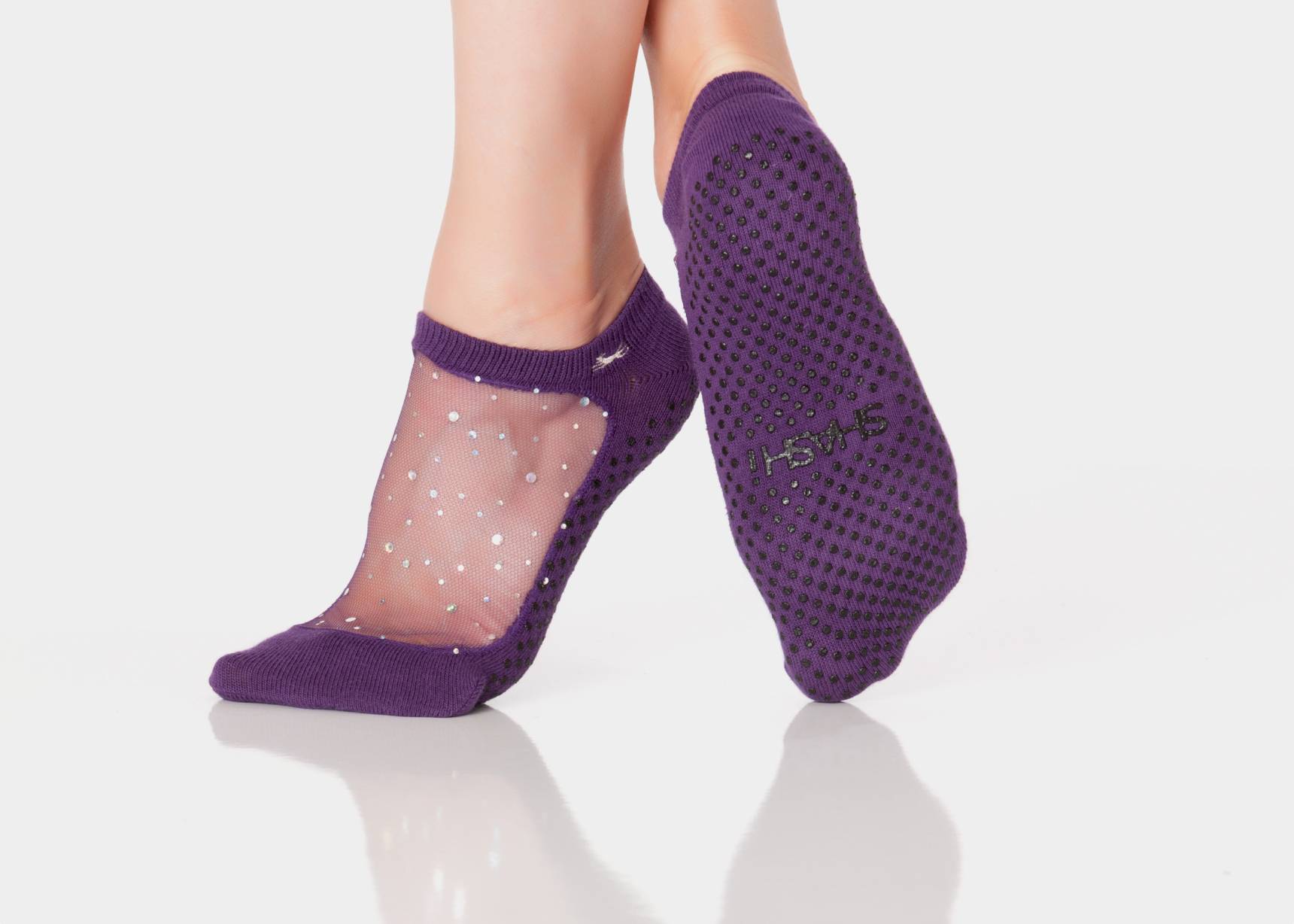 Women's Grip Socks - Pilates l Yoga l Barre - Black Flower First Bloom –  Tucketts™