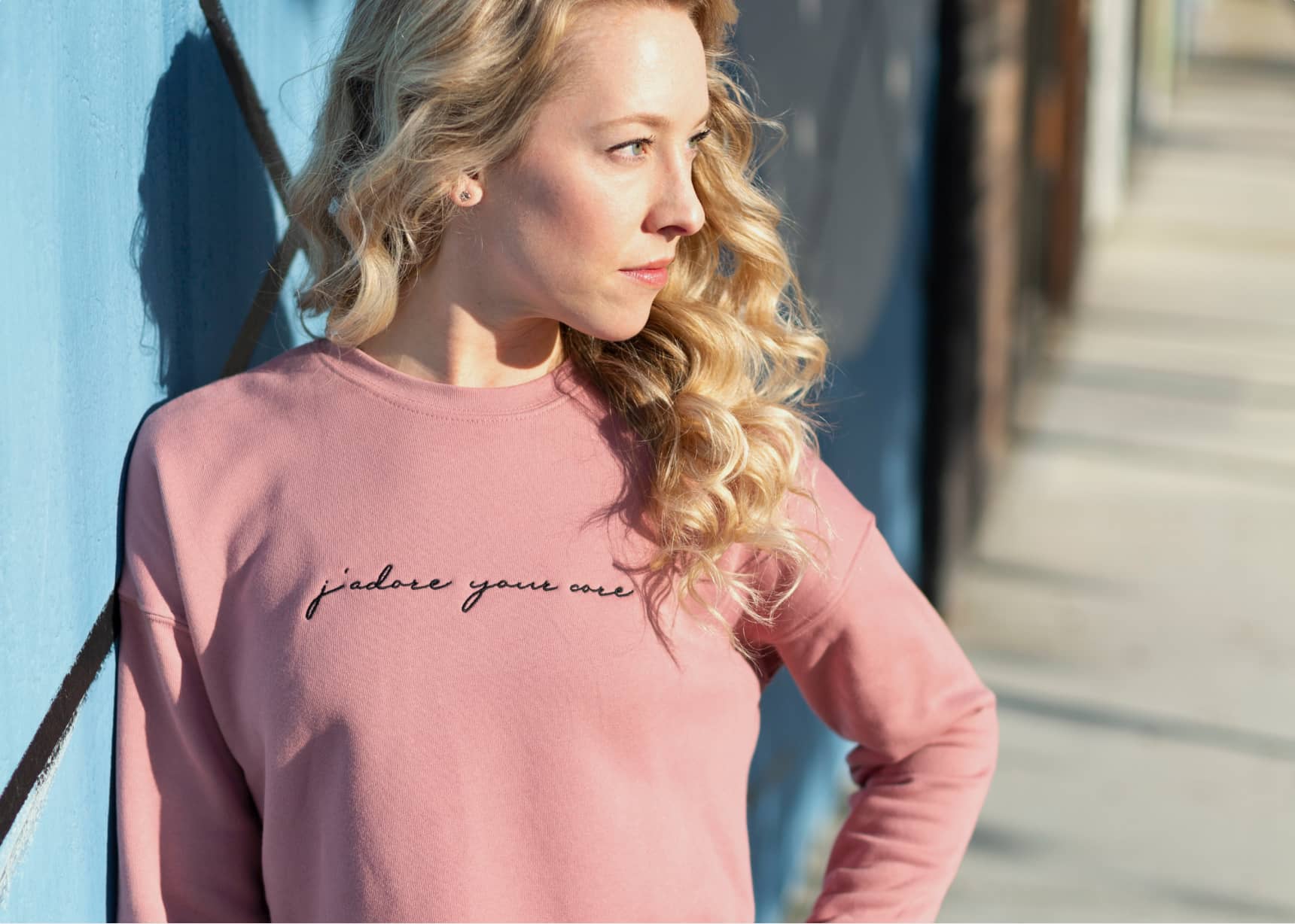 “J’adore your Core” Embroidered Crop Crewneck, Balanced Body