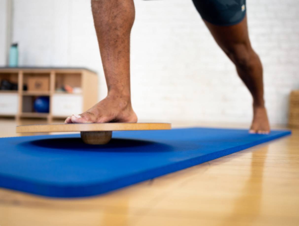 Basics Wood Wobble Exercise Balance Board  Balance board, Balance  exercises, Home workout space