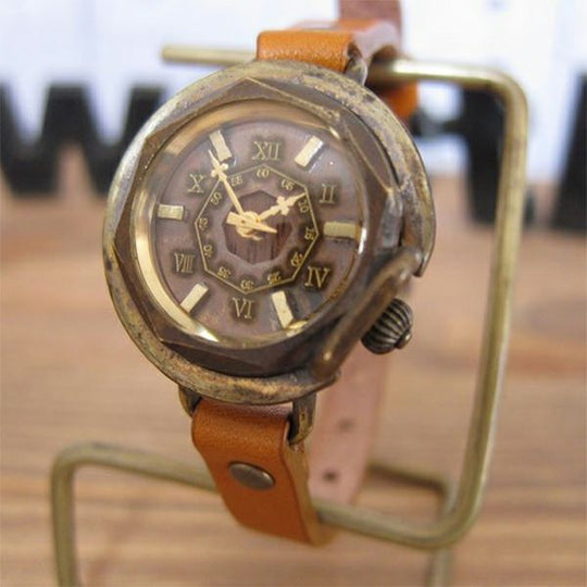【時計職人のハンドメイド腕時計】ウッド文字盤 Sサイズ WB-007