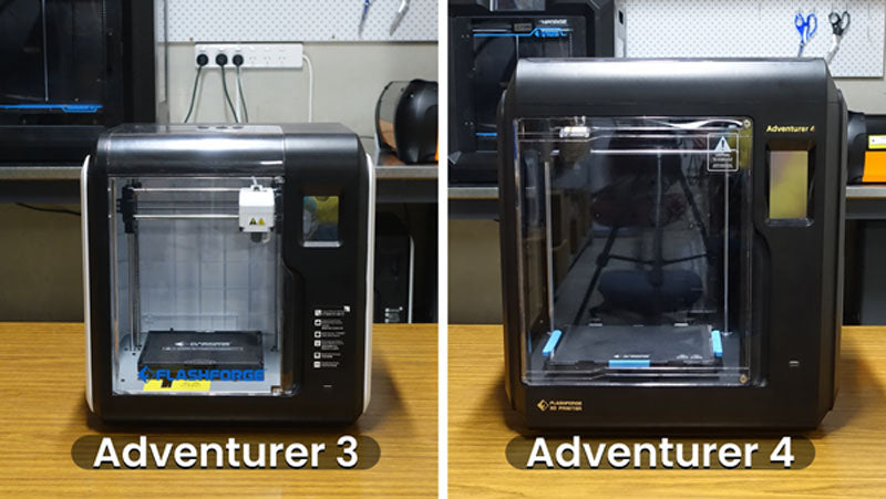 Flashforge Adventurer 3 and Adventurer 4 size comparison