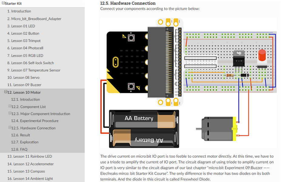 Elecfreaks BBC micro:bit Starter Kit Diagram