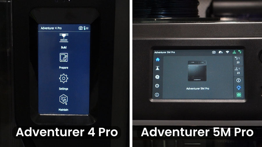 Adventurer 4 Pro vs 5M Pro Printer Interface Comparison