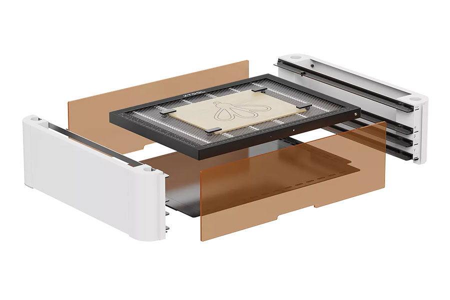 xTool M1 - Riser Base with Honeycomb Panel Diagram