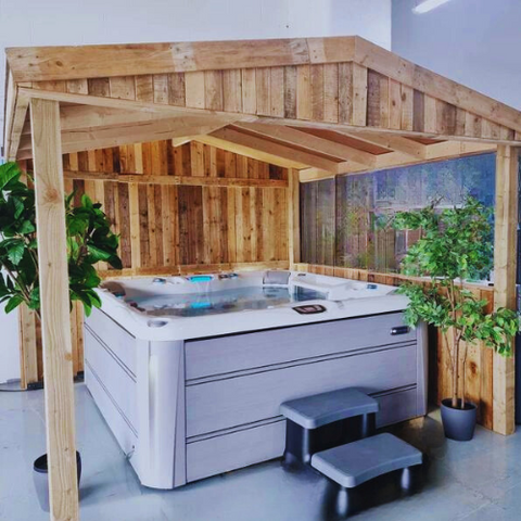 pergola at hot tub liverpool showroom