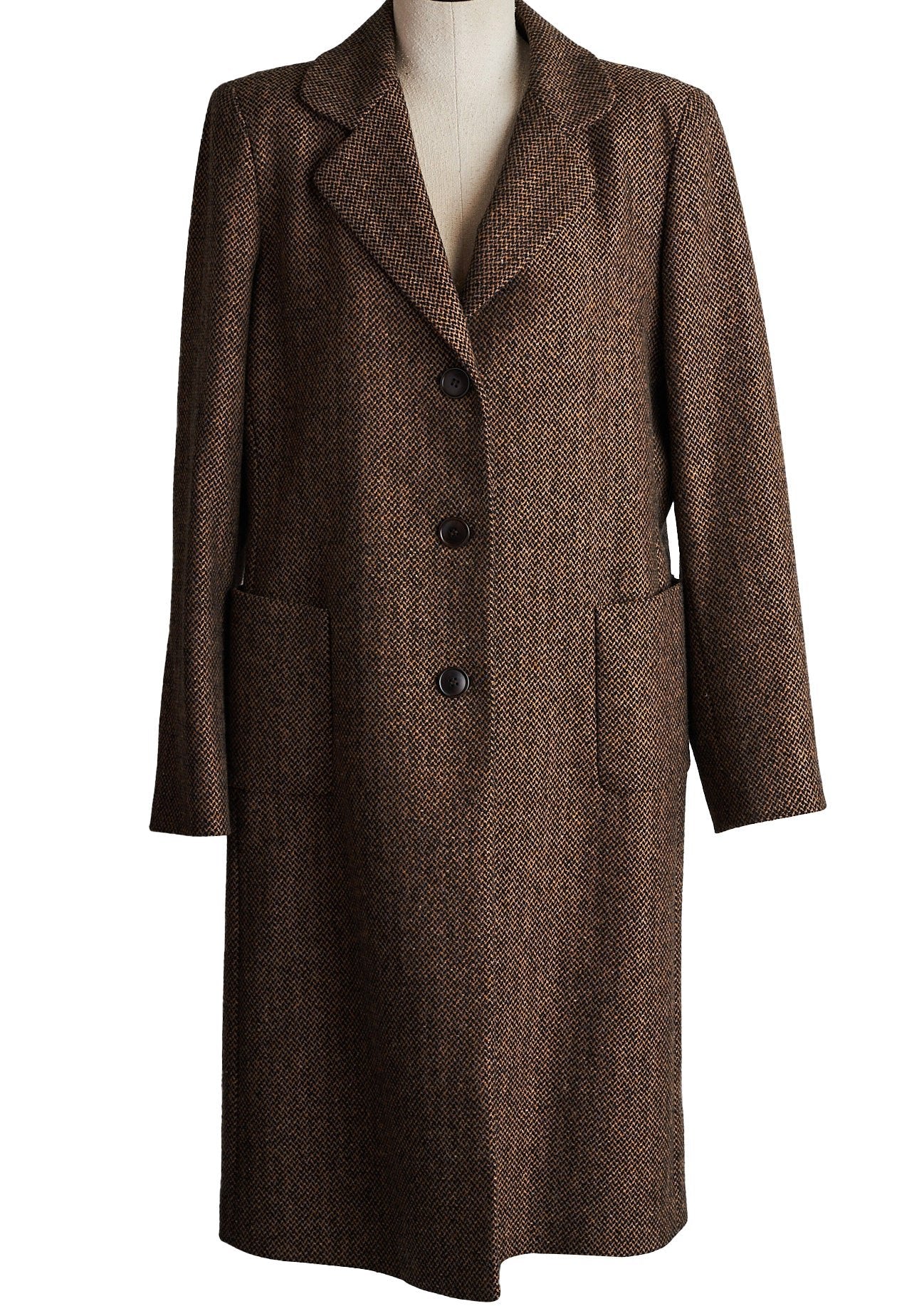 LOUIS FERAUD Vintage Luxury Designer Long Cream Beige Coat