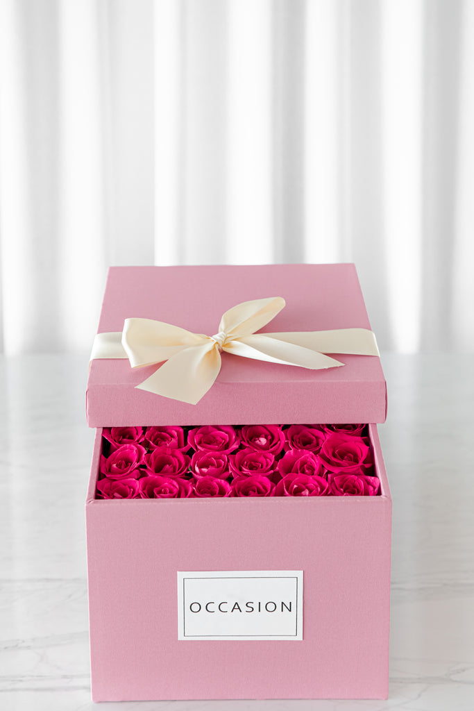 Caja Rosa Rosas Fiusha – occasiontiendadeflores