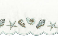 Seashells Embroidered Tier Curtain - Sea Mist